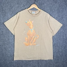 Vintage Scooby Doo Shirt Mens Medium Brown 90s Stanley Desantis Cartoon Network