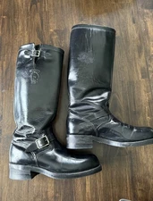 Chippewa Engineer  Black Leather Biker Steel  Toe Boots Vibram 17" Mens 10D 