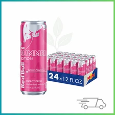 (24 Pack) Red Bull Summer Edition White Peach Energy Drink with Vitamins, 12 Oz