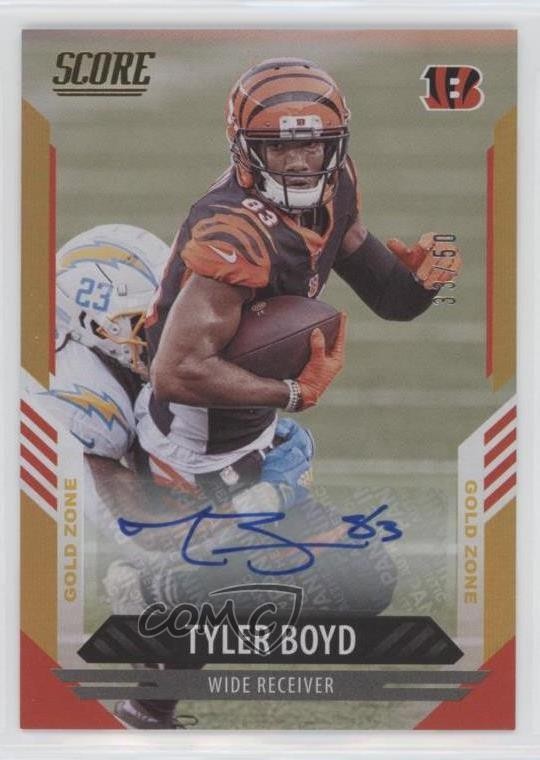 2021 Score Gold Zone Signatures 33/50 Tyler Boyd #100 Auto 7i2