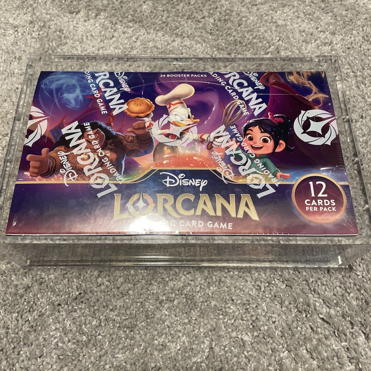 Lorcana Shimmering Skies Disney Booster Box TCG Factory Sealed In Acrylic Case Lorcana Shimmering Skies Disney Booster Box TCG Factory Sealed In Acrylic Case