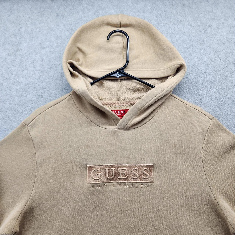 Guess Sudadera con Capucha Para Hombre Tostado Medio Pullover Los Ángeles Bordado Logo Sudadera Foto 2 de 4