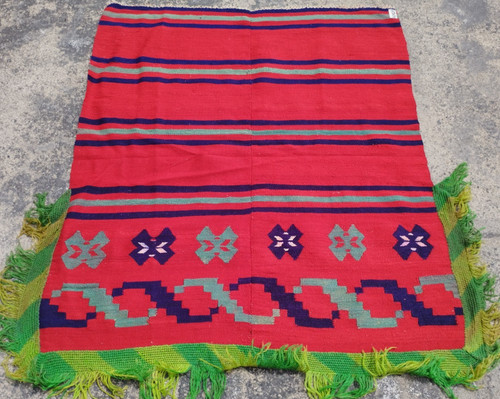 Vintage Handmade Traditional Beautiful Mexican Kilim Floor Rug Carpet 111x100 cm