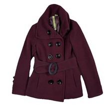 Soia & Kyo Coat Womens XS Burgundy Red Belted...
