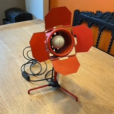 Vintage Retro Red Tripod Table Spotlight Studio Lamp Italy 1980's