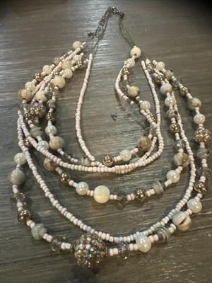 Artisan Made Glass Beads And Seed Bead Necklace OOAK 