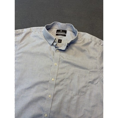 Hart Schaffner Marx Button Up Dress Shirt Blue-checker Mens Size 17 1/2 34