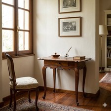 Scrittoietto Antico Noce Intagli Riccioli Italia XIX Secolo Originale