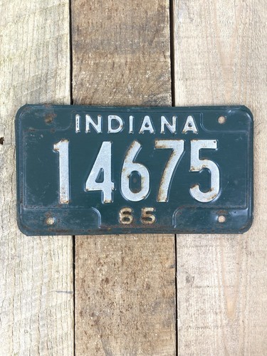 Vintage 1965 Indiana Motorcycle License Plate Tag Indian Harley Davidson Cool!