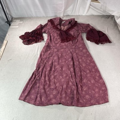 Vintage Laura Ashley Dress Womens 12 Purple Floral Fit Flare Midi Bell Sleeve