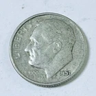 1951 D Roosevelt Silver Dime, 90% Silver, Circulated Coin Free Shipping #8787