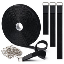 1" X16Ft Hook and Loop Straps with 25 Metal Buckles, Adjustable Fastening Cab...