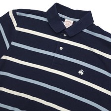 Brooks Brothers Polo Shirt Mens Medium Blue Stripe Performance Classic Fit Soft