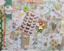 Peach Floral Paper Kit - Mother's Day , Spring , Journal Card making scrapbook