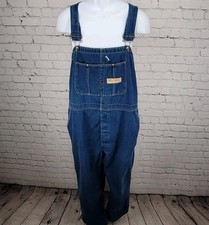 VTG Big Mac Blue Denim Square Bak Workwear Carpenter Utility Overalls USA 40x28