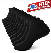 Losa Kute 6 Pairs Mens Ankle Socks Cotton Low Cut Socks for 9-11 6 Pairs Black