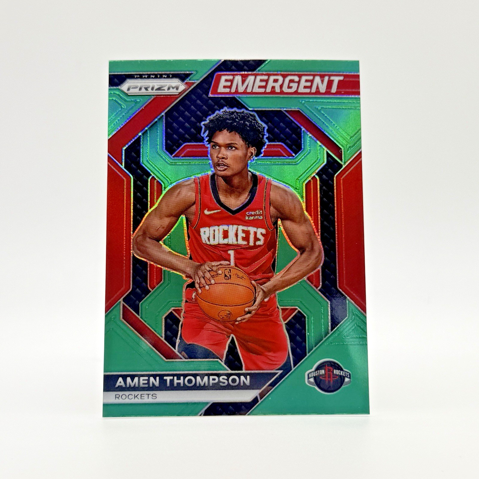 Amen Thompson 2023-24 Panini Prizm #13 Emergent Green PRIZM Rockets Rookie (RC)