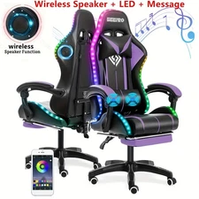 LED Gaming Chair, Big And Tall Video Game Chair With Wireless Speakers And