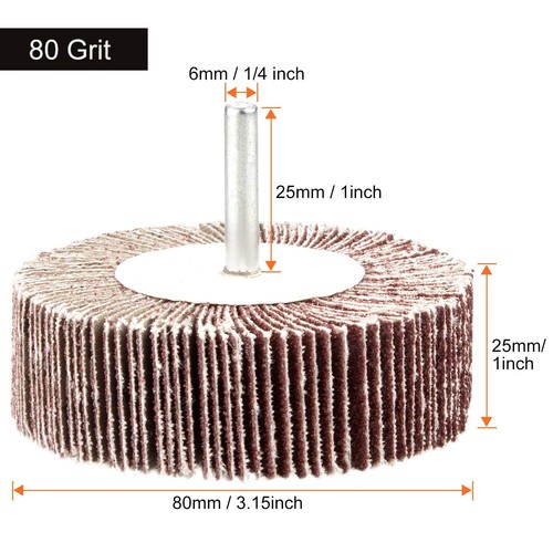 5 Pack Sanding Flap Wheel 3.15 x 1 x 1/4 inch Shank Mounted Flap Wheels 80 Gr... - Picture 2 of 7