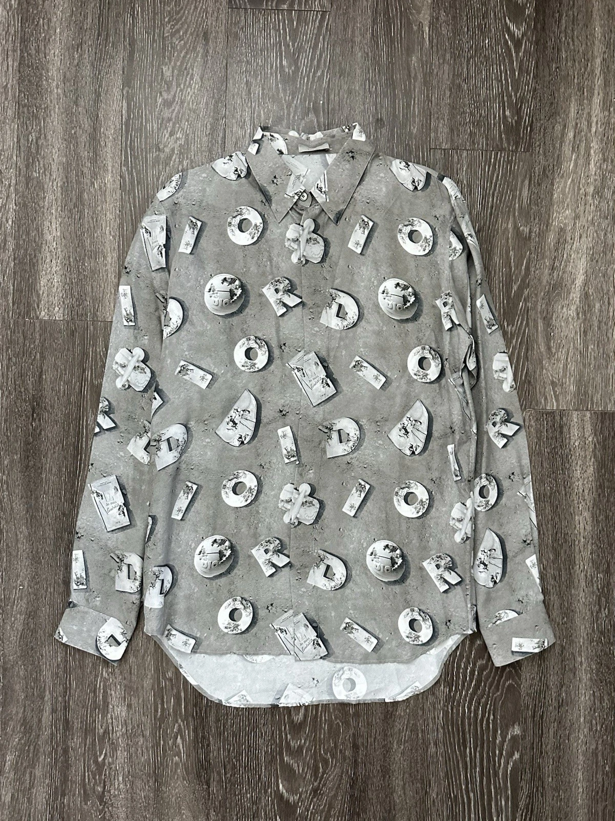 Taglia 39 US M Camicia Abito Dior x Daniel Arsham Tecnica Tela Stampa Erosa