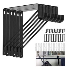 6 PCS Heavy Duty Closet Rod Bracket, 11 x 11 Inch Closet Shelf Brackets,Suppo...