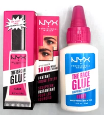 NYX The Face Glue Gripping Primer + The Brow Glue, Clear Set
