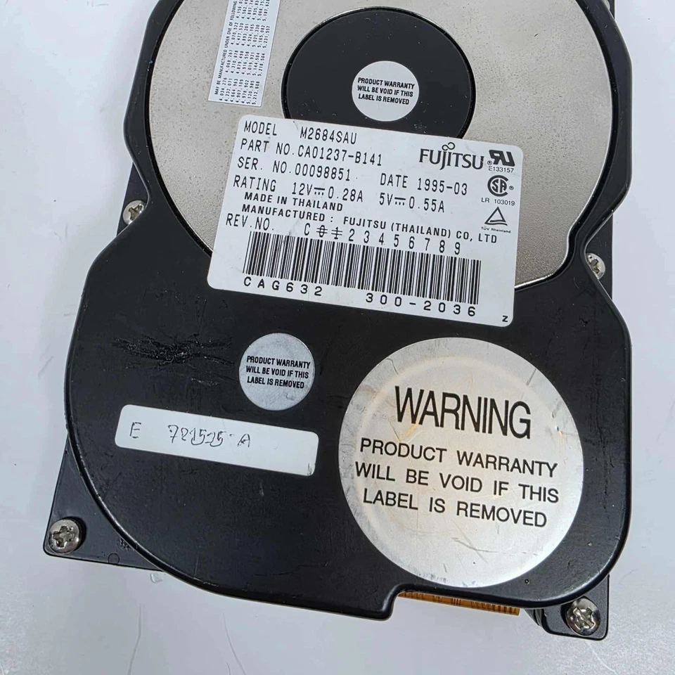 Fujitsu M2684SAU  3.5" 540MB 50 Pin 4500RPM SCSI  HDD - Image 2 of 4