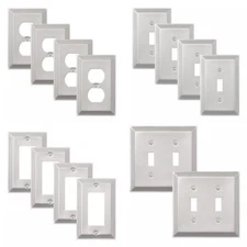 DEWENWILS 4-Pack Brushed Nickel Outlet Covers Decorative Metal Wall Plates