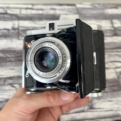 Konishiroku Pearl Folding Film Camera Hexar 75mm F4.5 Lens Vintage Rare!! - Picture 15 of 20