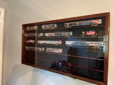 Train Display Case HO Scale Walnut Cabinet Railroad Car Locomotive Wood US Frame
