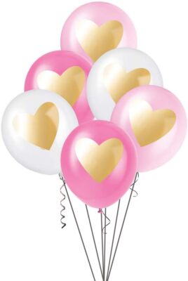 6 Stück Gold Herz 12'' verschiedene Latexballons