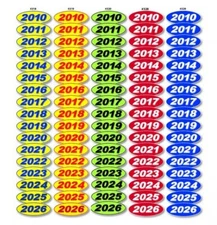 PRO PACK 1 OF EACH YEAR 2010-2026 YOU CHOOSE COLOR VERSA TAGS 4 DIGIT OVAL MODEL