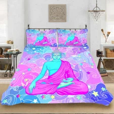 Rose Red Cassock Good Buddha 3D Quilt Duvet Doona Cover Set Pillow case Print