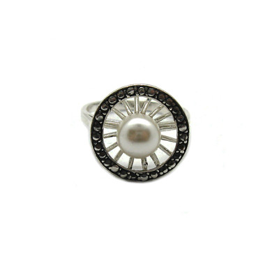 Stilvoller Sterling Silber Ring massiv 925 mit 8 mm Perle R001888 Kaiserin Handarbeit