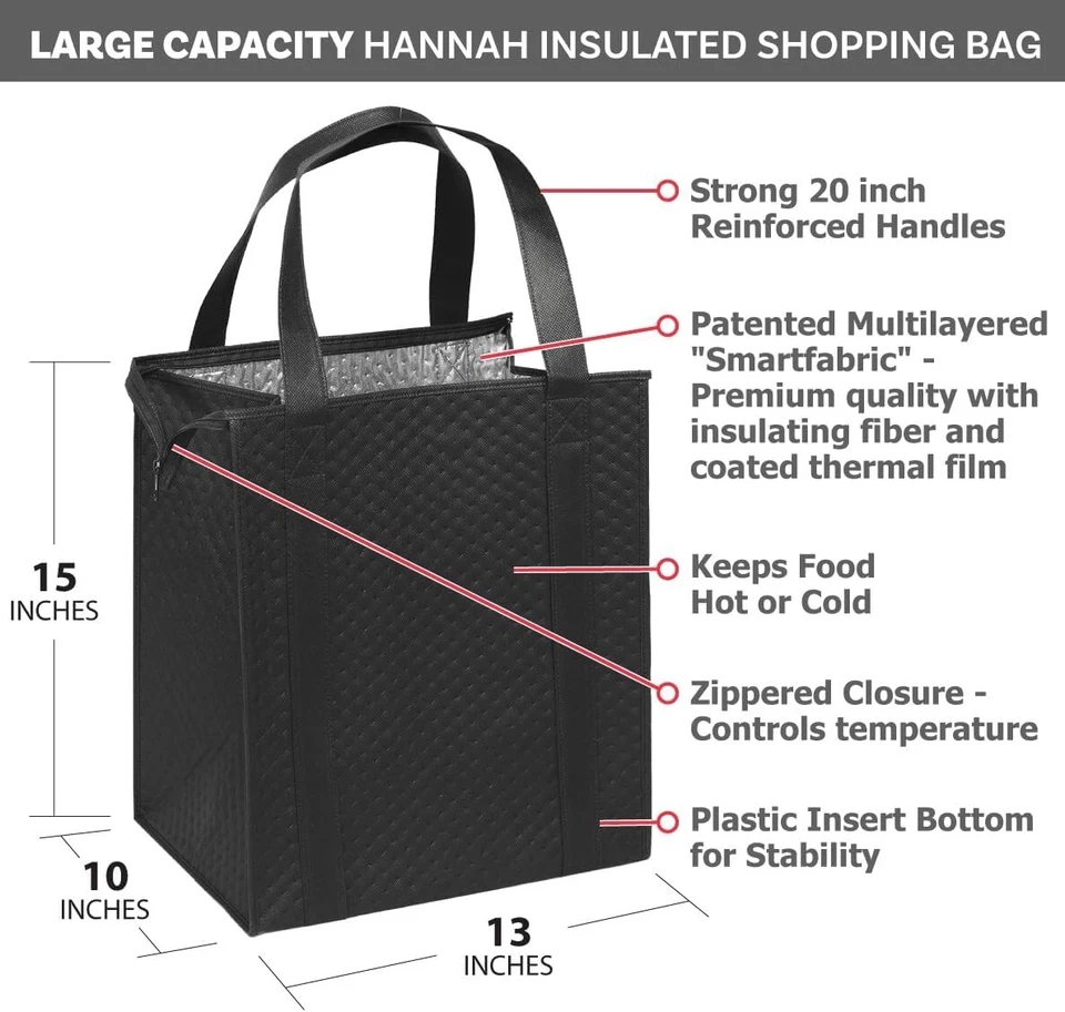 Bolsa de compras inteligente aislada de alta resistencia de gran capacidad (paquete de 2) Foto 3 de 4