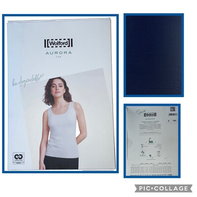 $135 New s  Wolford Aurora Tank Top Navy Opal Blue Small 8/10