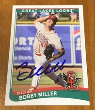 Bobby Miller 2021 Great Lakes Loons RC Auto BAS Beckett, 1st Minor League Card