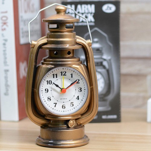 1Pc Retro Kerosene Light Alarm Clock Vintage Alarm Clock Table Clock For Home - Picture 2 of 12