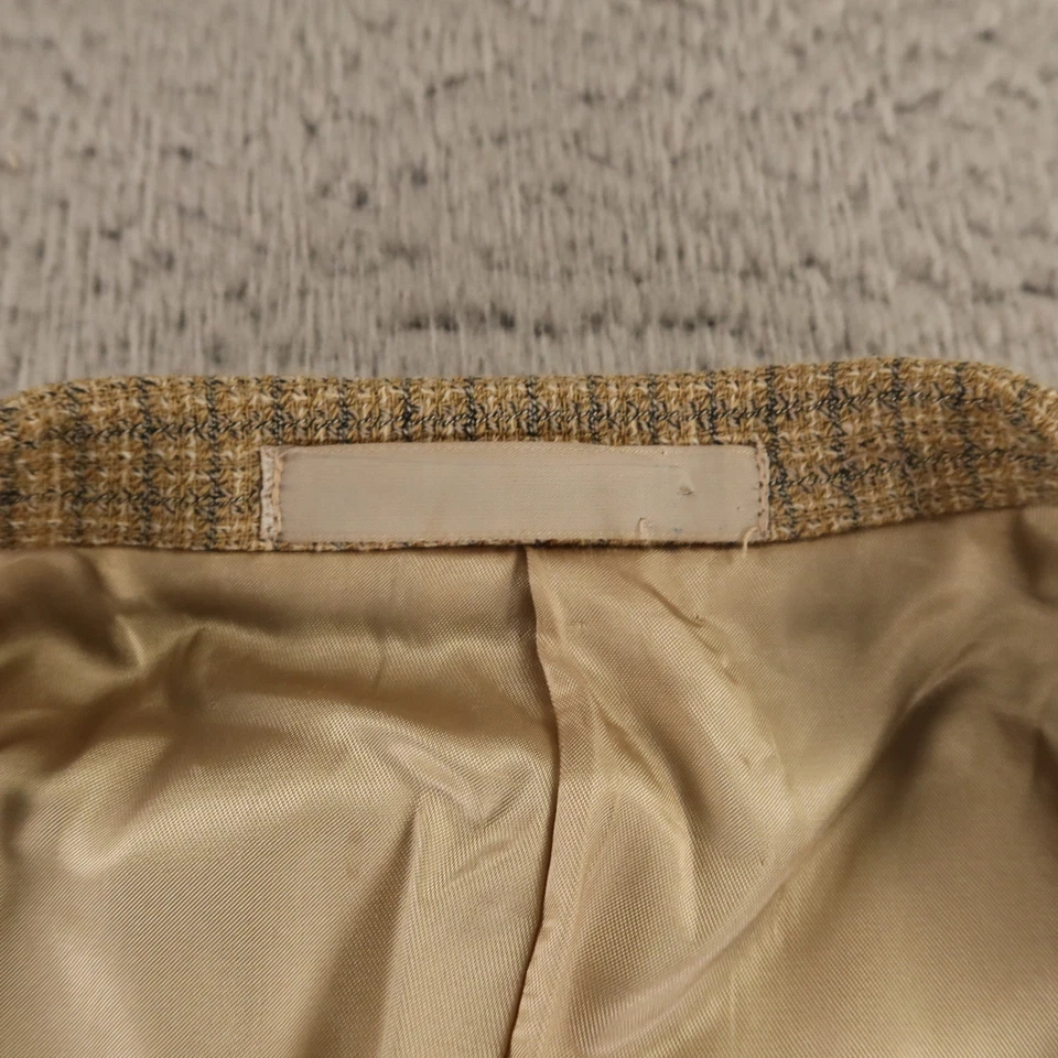 VTG Hopsack Jacket XL XLT Beige Houndstooth Check 100% Wool Blazer USA 46L - Image 3 of 4