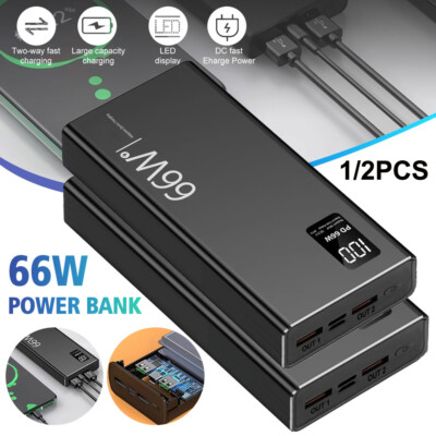 66W 40000mAh Power Bank Fast Charging Portable PD 20W External Battery Charger 