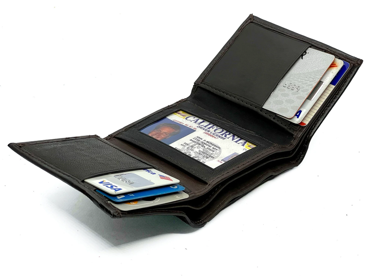 トリプルX RFID Blocking Genuine Leather Men's Trifold Wallet Flap Top