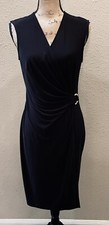 EVAN PICONE BLACK LABEL SLEEVELESS BLACK SIDE BUCKLE RUCHED DRESS SZ 6 NWOT