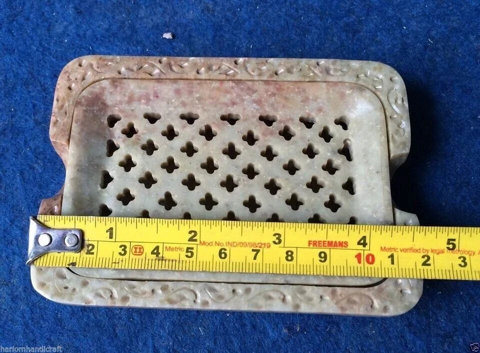 Soporte para plato de piedra de jabón de mármol de 4,5"x3" | Bandeja de jabón de piedra de baño hecha a mano Foto 4 de 4