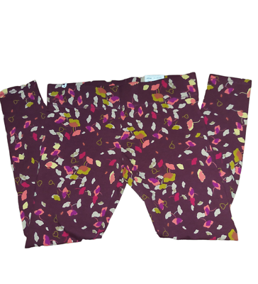 Women Mixit Full Length Floral Retro Petals Stretch Leggings Red