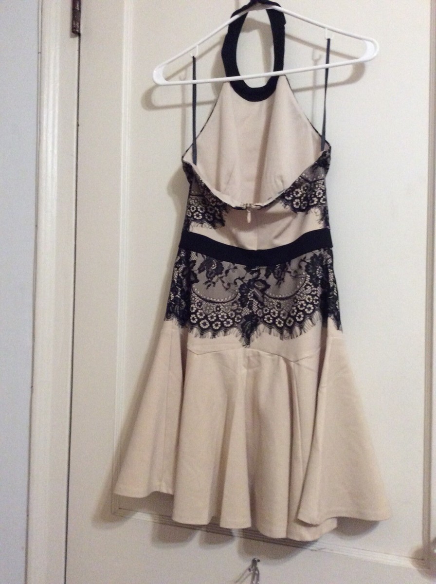 bebe lace halter dress Express X Bebe Lace Pieced Halter Tiered Midi Dress