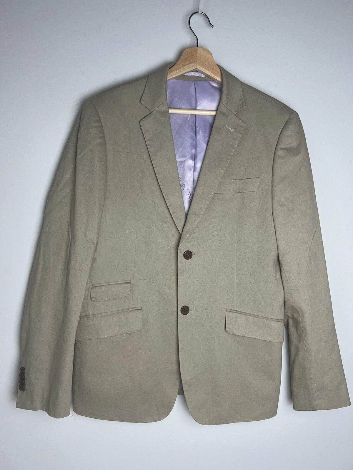 by Feraud summer smart jacket/blazer taupe cotton drill lined Size 40in Used VGC
