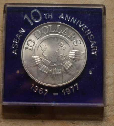 Singapore - 10 Dollars 1977 ASEAN 10th Anniversary silver coin