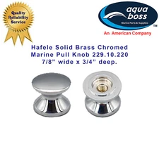 Set of 2 Pull Knob Hafele  Solid Brass Chromed Marine 7/8”  x 3/4”