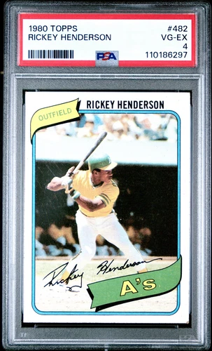 1980 TOPPS #482 RICKEY HENDERSON ROOKIE RC PSA 4