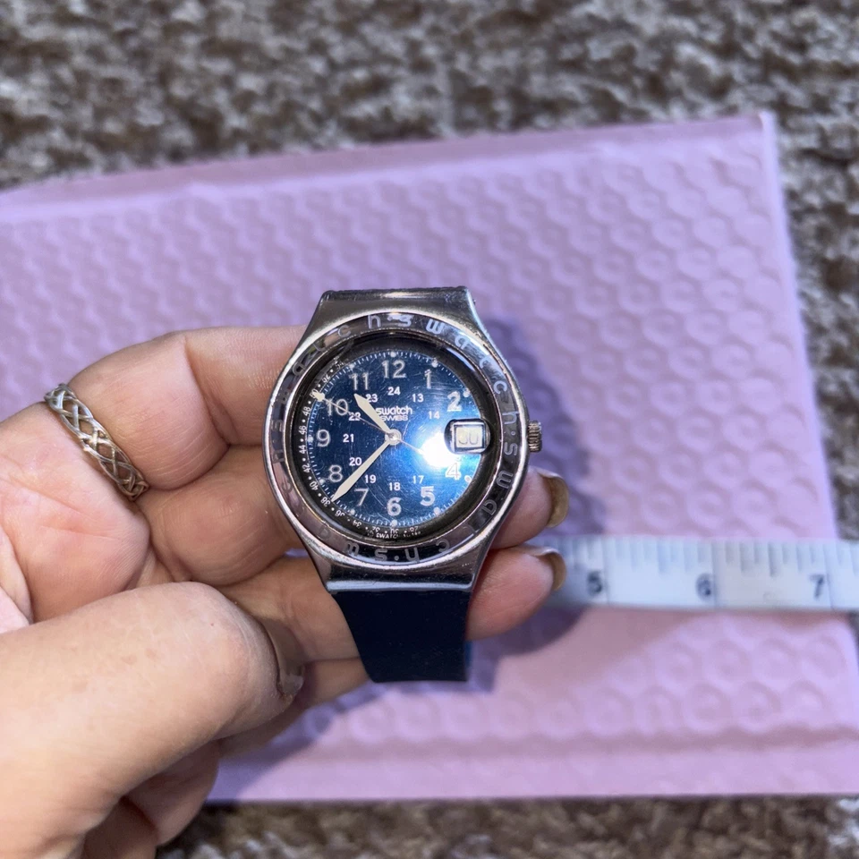 Reloj Swatch Irony AG 1993 esfera azul cuarzo funciona batería Foto 3 de 4